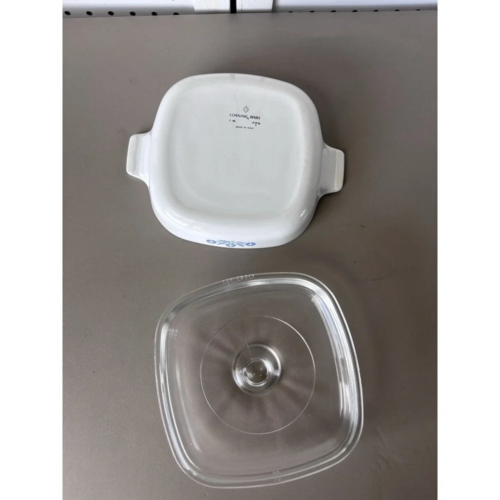 CorningWare Blue Cornflower P-7-B Casserole Dish 7-inch Vintage with Lid A-7-C